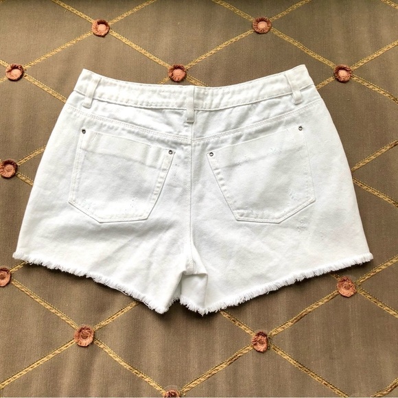 A Loves A Shorts Denim White Cotton with Button Fly Slight Distressing (27) - Picture 3 of 6